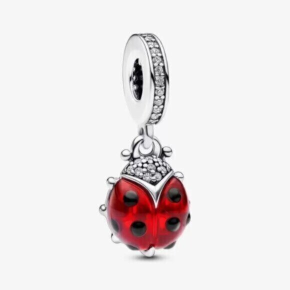 Pandora Red Ladybird Dangle Charm - Picture 1 of 4